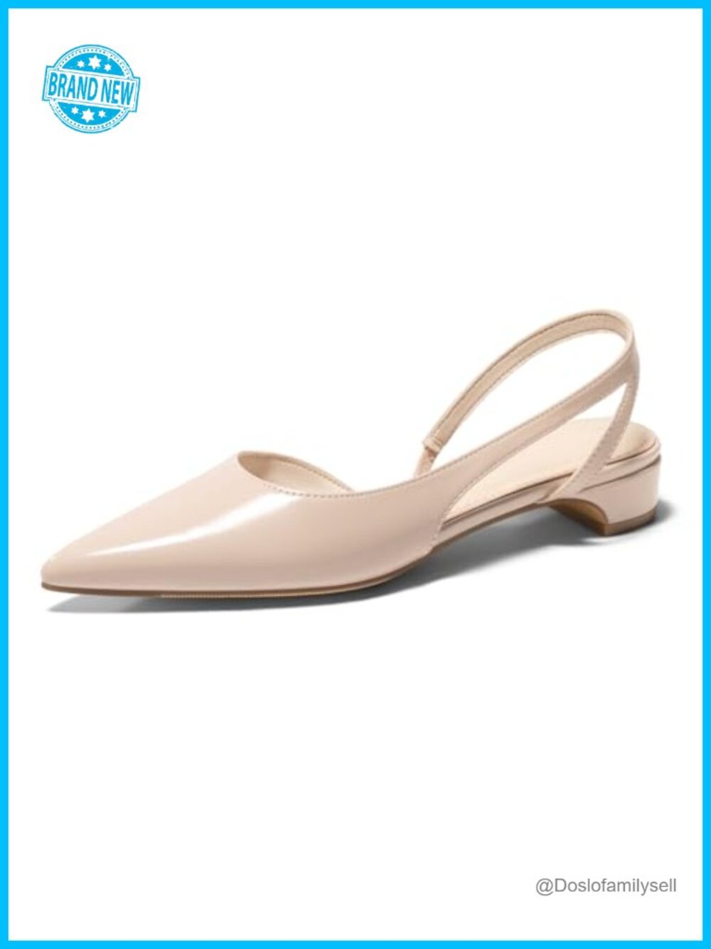Coutgo Womens Slingback Chunky Low Heels Closed Pointed Toe Pumps Faux Leather